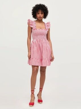 NWT Hill House The Elizabeth Nap Mini Dress in Cherry Stripe size XXS